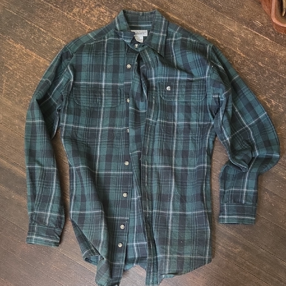 Carhartt Green and Blue Casual Button Down Shirt